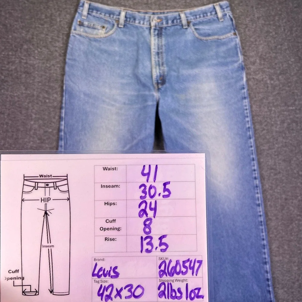VTG Levis Jeans Men 41x30 Relaxed Straight Red Tab Denim Grunge Casual Baggy Y2K